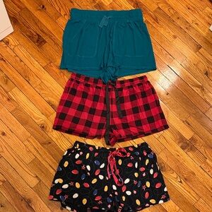 Torrid Teal, Red Plaid, and Black Patterned Sleep Shorts Set